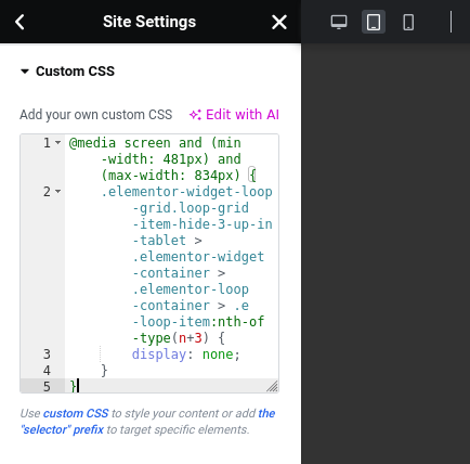 Site-wide setting for Custom CSS